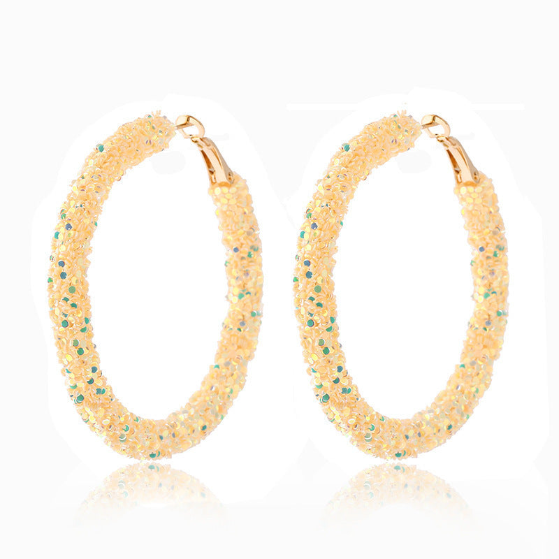 Wholesale Colorful Sparkling Circle Metal Earrings